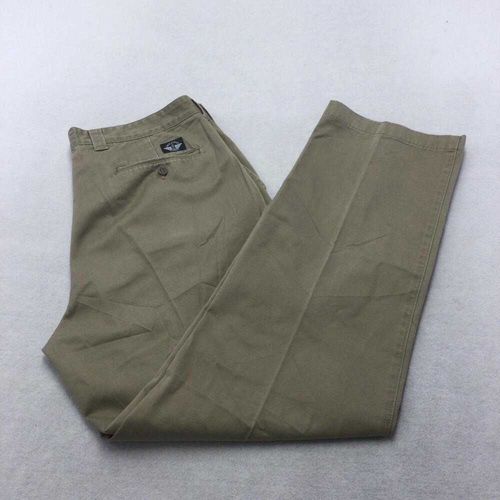Dockers Pants Mens 38x32 Beige American Khakis Chino Flat Front Wrinkle Free